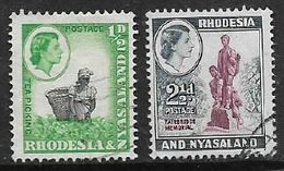 Rhodesia & Nyasaland, EIIR,   1959, 1/2d, 2 1/2d, Used - Rhodésie & Nyasaland (1954-1963)