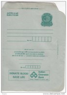 "Donate Blood Save Life," Inland Letter India Postal Stationery Unused, Health, First Aid, For Disease, Accident Victims - Inland Letter Cards