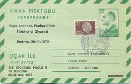 TURCHIA  - AEROGRAMME 1979 - VIAGGIO DEL PAPA IN TURCHIA - SMIRNE - Interi Postali