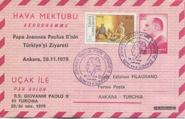 TURCHIA  - AEROGRAMME 1979 - VIAGGIO DEL PAPA IN TURCHIA - ANKARA - Postwaardestukken