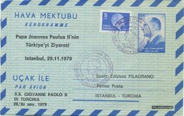 TURCHIA  - AEROGRAMME 1979 - VIAGGIO DEL PAPA IN TURCHIA - ISTANBUL - Postwaardestukken