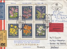 LETTRE.  AUTRICHE. 7 8 66. ALPENFLORA. RECOMMANDE EXPRES. WIEN POUR LA FRANCE - Autres & Non Classés