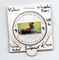 MALAWI 10 KWACHA 2004 PROOFLIKE SILVERPLATED COLOURED ENDANGERED WILDLIFE AFRICA LUIPAARD - Malawi