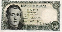 SPAIN 5 PESETAS 1951  P-140a     AUNC - 5 Pesetas