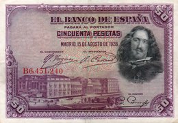 SPAIN 50 PESETAS 1928  P-75b  CIRC.XF - 50 Pesetas