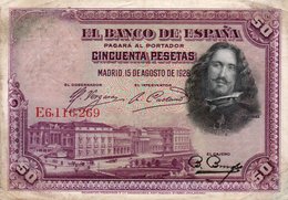 SPAIN 50 PESETAS 1928  P-75b  CIRC.  E 6116260 - 50 Pesetas