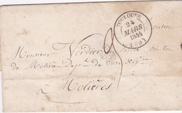 Pli Toulouse 24 Mars 1844 - Army Postmarks (before 1900)