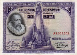 SPAIN 100 PESETAS 1928  P-76a  CIRC. - 100 Peseten