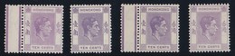 HONG KONG KGVI  1938-52  10C  SET 4 STAMP SG 145 145a 145b 145c   MNH - Unused Stamps