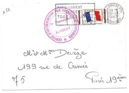 1967 CENTRE D INTERVENTION PAR OPERATIONS AMPHIBIES LORIENT POUR DEVEZE RUE DE CRIMEE PARIS - ENVELOPPE - MILITAIRE - Militärstempel Ab 1900 (ausser Kriegszeiten)