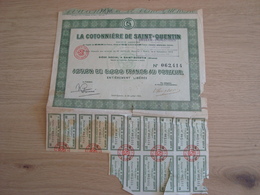 ACTION 5000 FRANCS LA COTONNIERE DE SAINT-QUENTIN AISNE - Autres & Non Classés