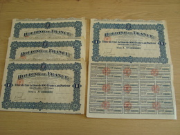 LOT DE 4 ACTIONS DE 100 FRANCS HOLDING DE FRANCE 1928 - Altri & Non Classificati