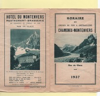 Horaire Chemin De Fer à Crémaillères Chamonix-Montenvers 1937 - Europa