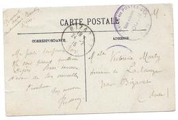 WWI SERVICE DES POSTES UNITES RATTACHEES DIJON POUR MARTY DOMAINE LACLAUZE AUDE BIZANET - CPA CORRESPONDANCE MILITAIRE - Guerre 1914-18