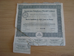 ACTION BON DE LIQUIDATION DE 400 FRANCS SOCIETE DES TELEPHONES PICART LEBAS - Andere & Zonder Classificatie