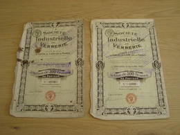 LOT DE 2 ACTIONS  DE 500 FRANCS SOCIETE INDUSTRIELLE DE VERRERIE 1919 - Andere & Zonder Classificatie