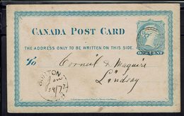 Canada - 1872 - Entier One Cent De Burton (Ile-du-Prince-Edouard) Pour Lindsay - - 1860-1899 Regno Di Victoria