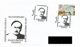 SPAIN. POSTMARK 150th ANNIV. VICENTE BLASCO IBAÑEZ. VALENCIA 2017 - Otros & Sin Clasificación