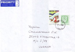 FINLAND 2000. PRIORITY LETTER Sent To UKRAINE. Cover Franked By Commemorative Stamp CHRISTMAS Mi.-Nr. 1499 - Covers & Documents