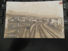 RARE PHOTO UZNACH GARE CACHET AMBULANT SUR TIMBRE SUISSE 4 OCT 1920 - Uznach