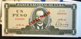 Exelente SPECIMEN 1980, Un Peso, UNC. Cuba Revolucionaria - Cuba