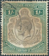 England-British Colony,Tanganyika 1927-1931 King George V-1Sh Green/black,Used - Tanganyika (...-1932)