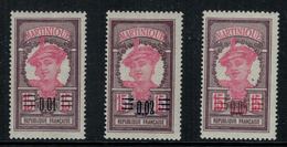 France // Martinique // 1922-1925 // Types De 1908 MH*    Y&T 86-88 - Unused Stamps