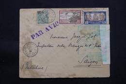 NOUVELLE CALÉDONIE - Enveloppe De Nouméa Pour Saïgon En 1939 Avec Contrôle Postal, Affranchissement Plaisant - L 57306 - Cartas & Documentos