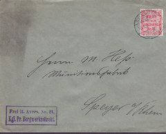 Saar Vorläufer Deutsches Reich ST. JOHANN (Saar) 1903 Cover Brief SPEYER (Arr.) 'FREI DURCH ABLÖSUNG Nr. 21' Stamp - Service