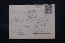 NOUVELLE CALÉDONIE - Enveloppe De La Foa Pour Paris En 1891, Affr. Alphée Dubois, Cachet De Ligne Maritime - L 57330 - Briefe U. Dokumente