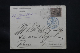 NOUVELLE CALÉDONIE - Enveloppe De L 'Hôtel Cosmopolitain De Nouméa Pour Paris En 1893, Alphée Dubois Surchargé - L 57333 - Briefe U. Dokumente