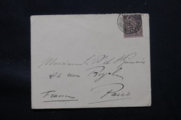 NOUVELLE CALÉDONIE - Enveloppe De Nouméa Pour Paris En 1892, Affranchissement Alphée Dubois, Cachets Au Verso - L 57334 - Briefe U. Dokumente