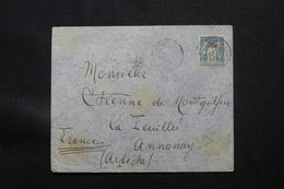 CHINE - Enveloppe Pour La France En 1904, Affranchissement Sage Surchargé - L 57365 - Covers & Documents