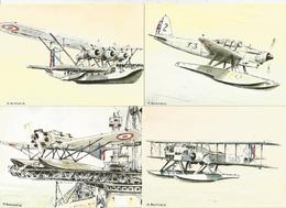 Aviation 4 Cpm Hydravion Gourdon , Breguet , Leo , Latecoère , Dessin De Boucheix - 1919-1938