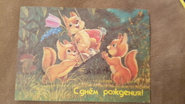 Russia, ZARUBIN. Congrats! Squirrel  - Mushroom - Champignon - 1991 - Pilze