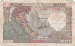 50 Francs 1940 B - 50 F 1940-1942 ''Jacques Coeur''