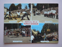 64 - Cpsm Grand Format - Festival De La Force Basque à SAINT-PALAIS - Scieurs De Bois- Leveur De Paille - Tir à La Corde - Saint Palais