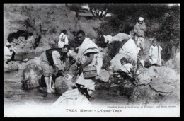 Delcampe - CPA ANCIENNE- MAROC- TAZA- MILITARIA- L'OUED TAZA- LA LESSIVE EN TRES GROS PLAN- - Taza