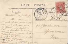 YT Espagne 214 Alphonse XIII CAD France Cauteret 26 Juil 1904 Arrivée Gerardmer Vosges CPA Cascade De Roland - Usados
