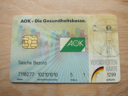 Versicherten Karte, AOK Die Gesundheits Kasse  Chip Card,not In Good Condition - Andere & Zonder Classificatie