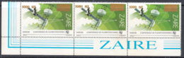 A1334 ZAIRE 1996, SG 1453 5000NZ Surcharge On Plenipotentiaires Issue,  MNH Corner Strip Of 3 - Unused Stamps