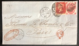 LETTRE Grande Bretagne 1869 N°26 (planche 119) & 33 (planche 5) De Liverpool Pour Paris + PD TTB - Briefe U. Dokumente