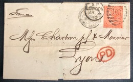 LETTRE Grande Bretagne 1870 N°32 (planche 11) FG/GF De London Pour Lyon + PD TTB - Briefe U. Dokumente