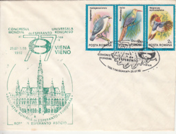 LANGUAGES, ESPERANTO, VIENNA CONGRESS, BIRDS STAMPS, SPECIAL COVER, 1992, ROMANIA - Esperanto