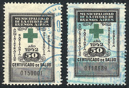 ARGENTINA: BUENOS AIRES: Health Certificate, Year 1942, 50c. Used And Mint Original Gum, VF Quality. - Autres & Non Classés