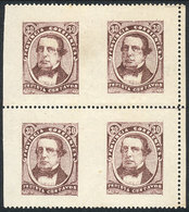 ARGENTINA: PROVINCE OF CORRIENTES: Year 1884, 30c., Block Of 4 IMPERFORATE Vertically In The Center Variety, Excellent! - Sonstige & Ohne Zuordnung