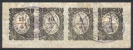 ARGENTINA: PROVINCE OF LA RIOJA: Year 1890, Strip Of 4 Stamps: 15c. + 10c. + 5c. + 5c., Used, Excellent Quality, Extreme - Autres & Non Classés