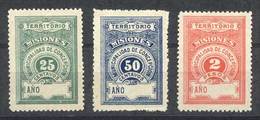 ARGENTINA: TERRITORIO DE MISIONES - Municipality Of CONCEPCION: 1895, 3 Mint Stamps Of 25c., 50c. And $2, VF Quality, Ra - Sonstige & Ohne Zuordnung