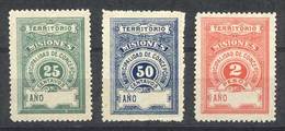 ARGENTINA: TERRITORIO DE MISIONES - Municipality Of CONCEPCION: 1895, 3 Mint Stamps Of 25c., 50c. And $2, VF Quality, Ra - Autres & Non Classés