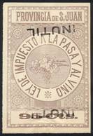 ARGENTINA: PROVINCE OF SAN JUAN: RAISINS AND WINE Tax, Circa 1890, 95c., Fantastic Stamp Of Large Size (approx. 100 X 15 - Autres & Non Classés